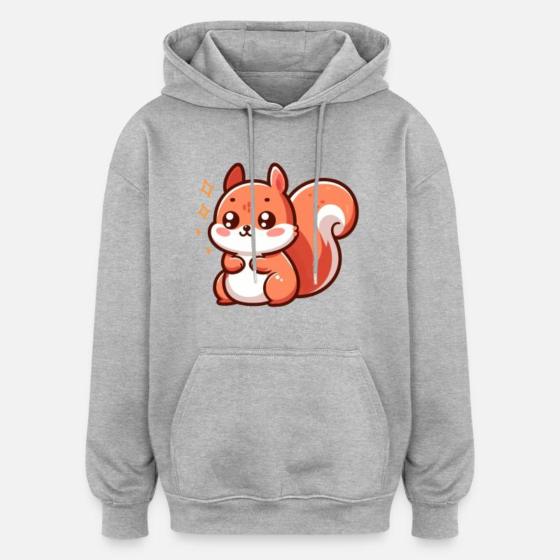 Mignon petit écureuil - Sweat à capuche oversize unisexe - gris chiné