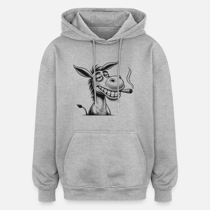 Âne - Sweat à capuche oversize unisexe - gris chiné