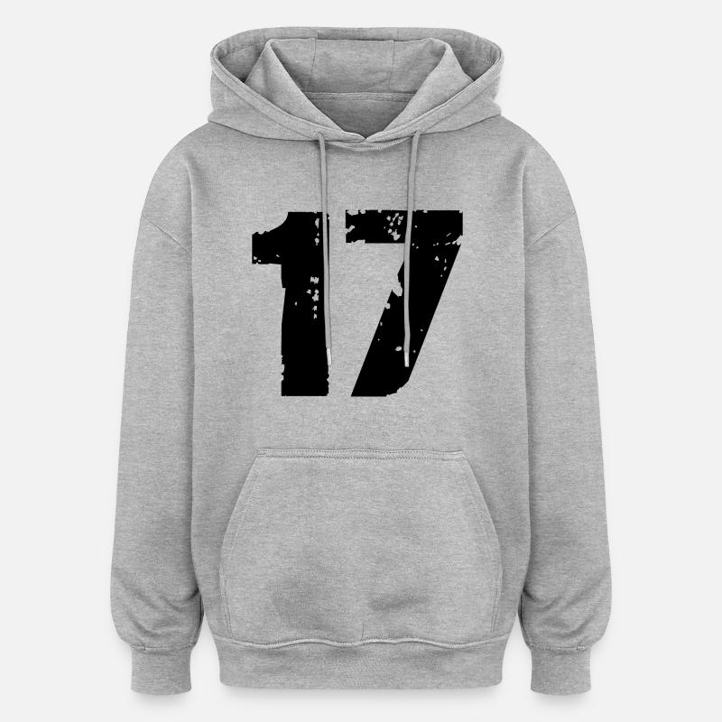 17 - Sweat à capuche oversize unisexe - gris chiné