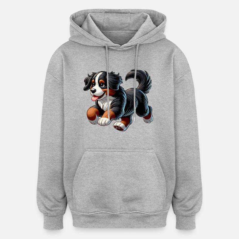 Bouvier bernois - Sweat à capuche oversize unisexe - gris chiné