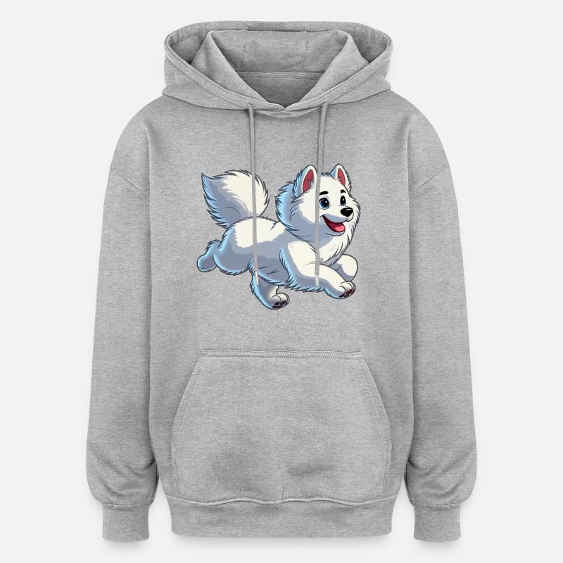 Samoyède jeune - Sweat à capuche oversize unisexe - gris chiné