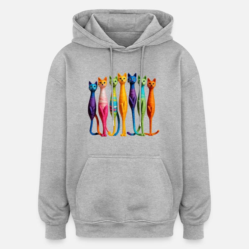 Chat - Sweat à capuche oversize unisexe - gris chiné