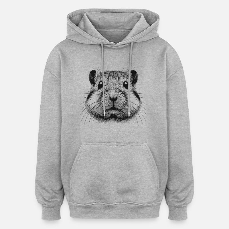 Hamster commun - Sweat à capuche oversize unisexe - gris chiné