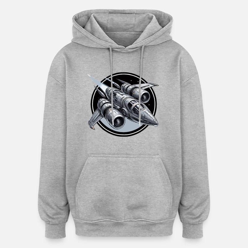 Argent vaisseau spatial - Sweat à capuche oversize unisexe - gris chiné