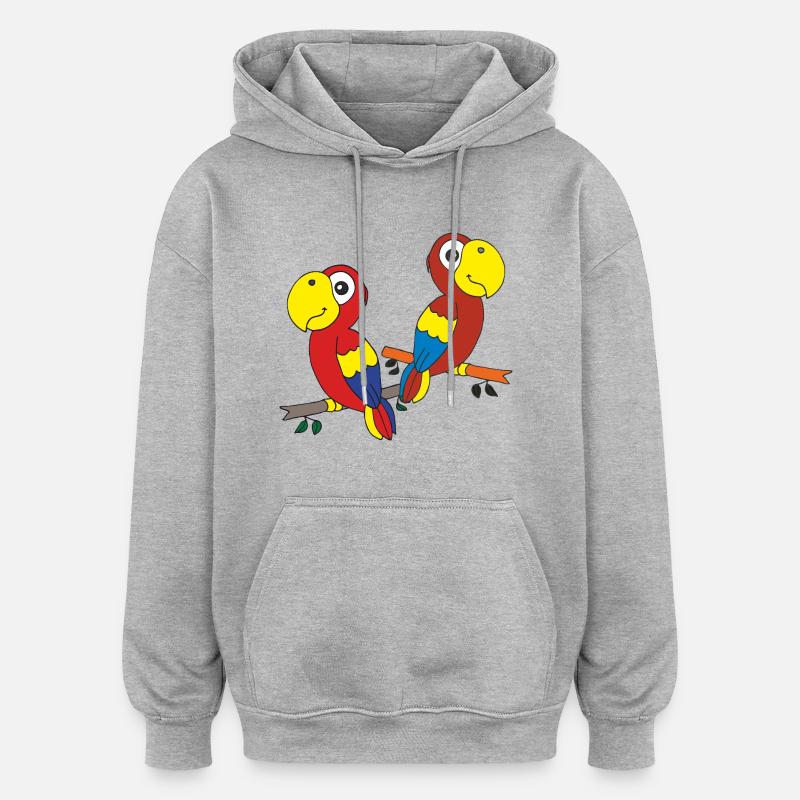 Amis perroquets - Sweat à capuche oversize unisexe - gris chiné