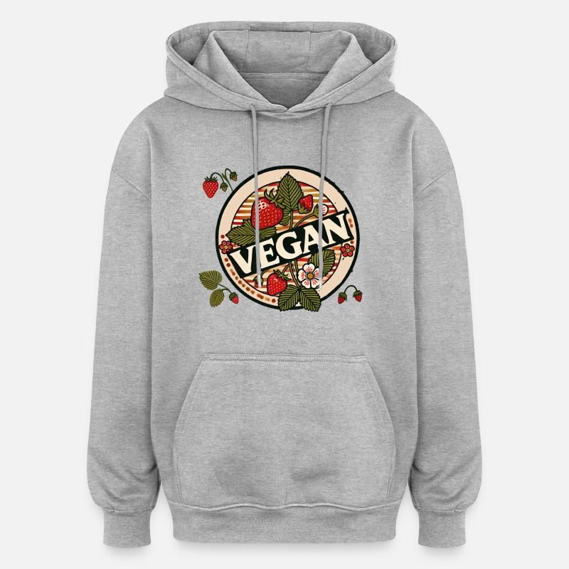 Végétalien - Sweat à capuche oversize unisexe - gris chiné