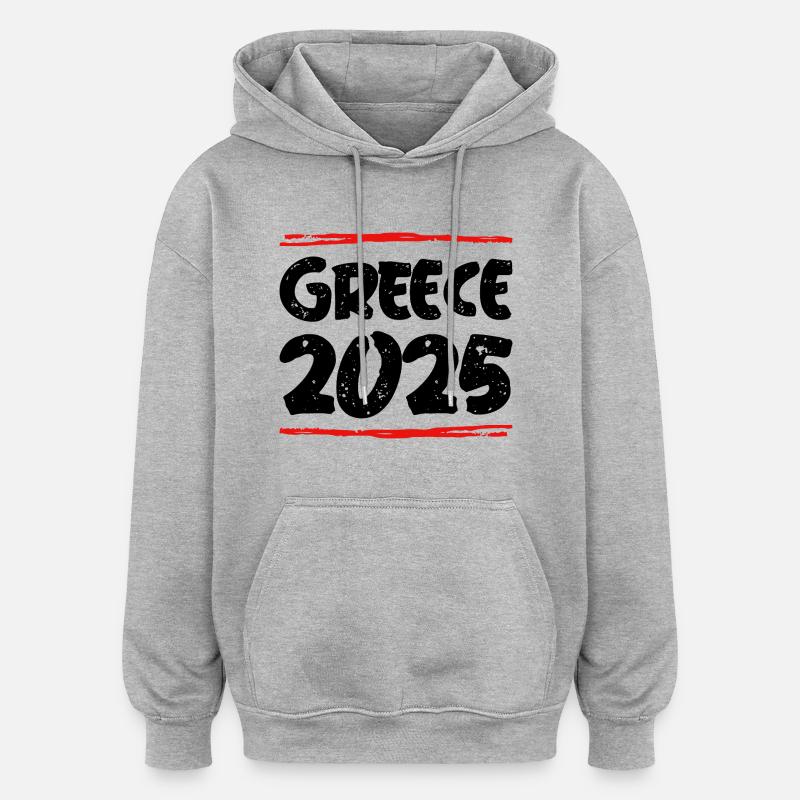 Grèce 2025 Dicton - Sweat à capuche oversize unisexe - gris chiné