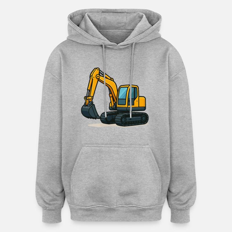 Bande dessinée d’excavatrice - Sweat à capuche oversize unisexe - gris chiné