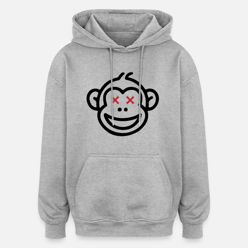 Affe Party Comic - Oversized Unisex Hoodie - Grau meliert
