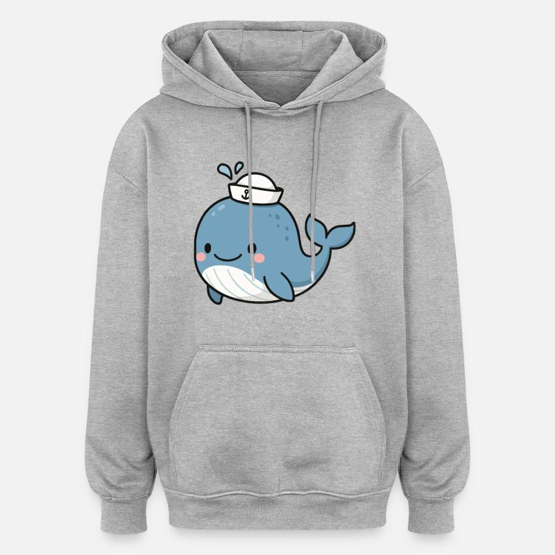 Bébé baleine - Sweat à capuche oversize unisexe - gris chiné