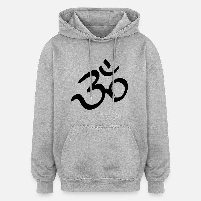 Symbole Om - Sweat à capuche oversize unisexe - gris chiné