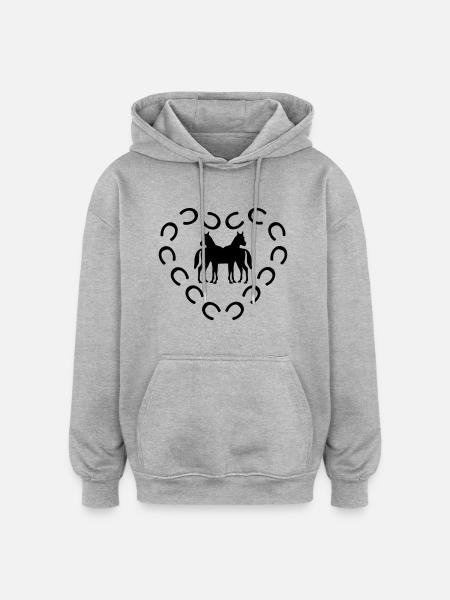 hufeisen pferd,herz - Oversized Unisex Hoodie - Grau meliert