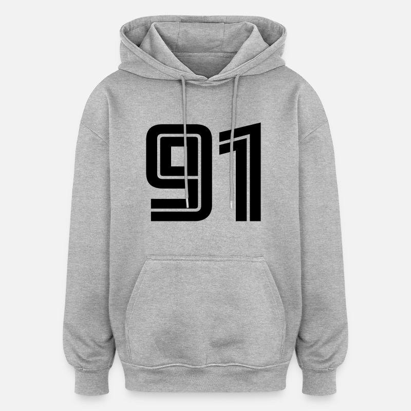 91 - Sweat à capuche oversize unisexe - gris chiné