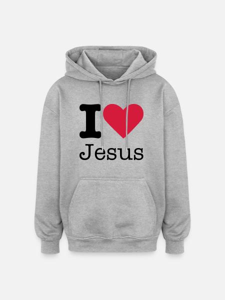 I Love Jesus - Oversized Unisex Hoodie - heather grey