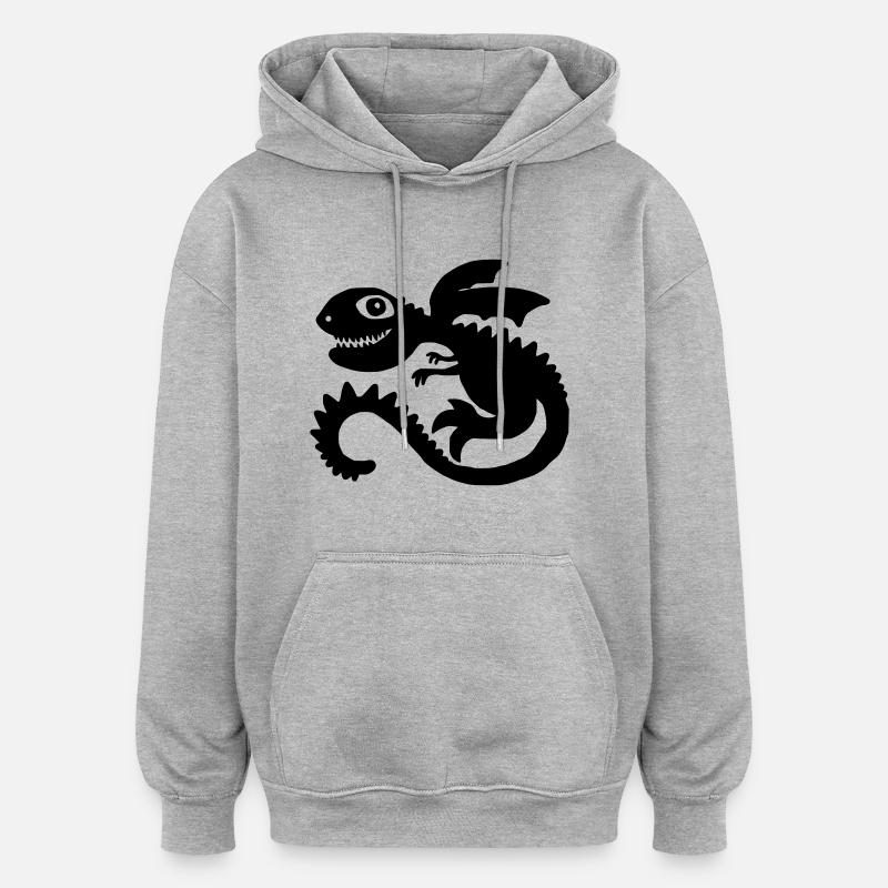 Petit Dragon - Sweat à capuche oversize unisexe - gris chiné