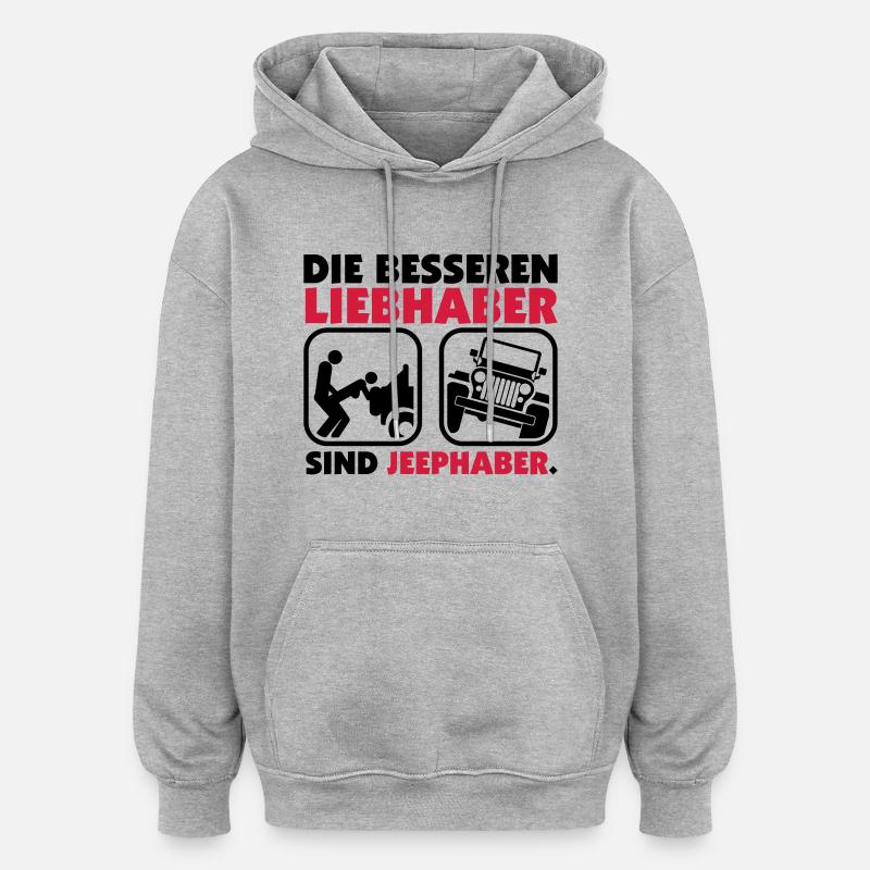 Ohne Worte. - Oversized Unisex Hoodie - Grau meliert