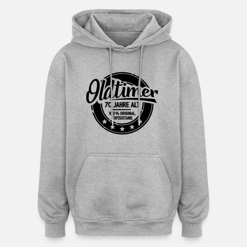 Oldtimer 70 Jahre alt - Oversized Unisex Hoodie - Grau meliert