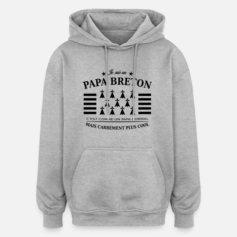 papa breton - Sweat à capuche oversize unisexe - gris chiné