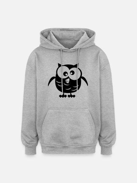 Owl - Oversized Unisex Hoodie - heather grey