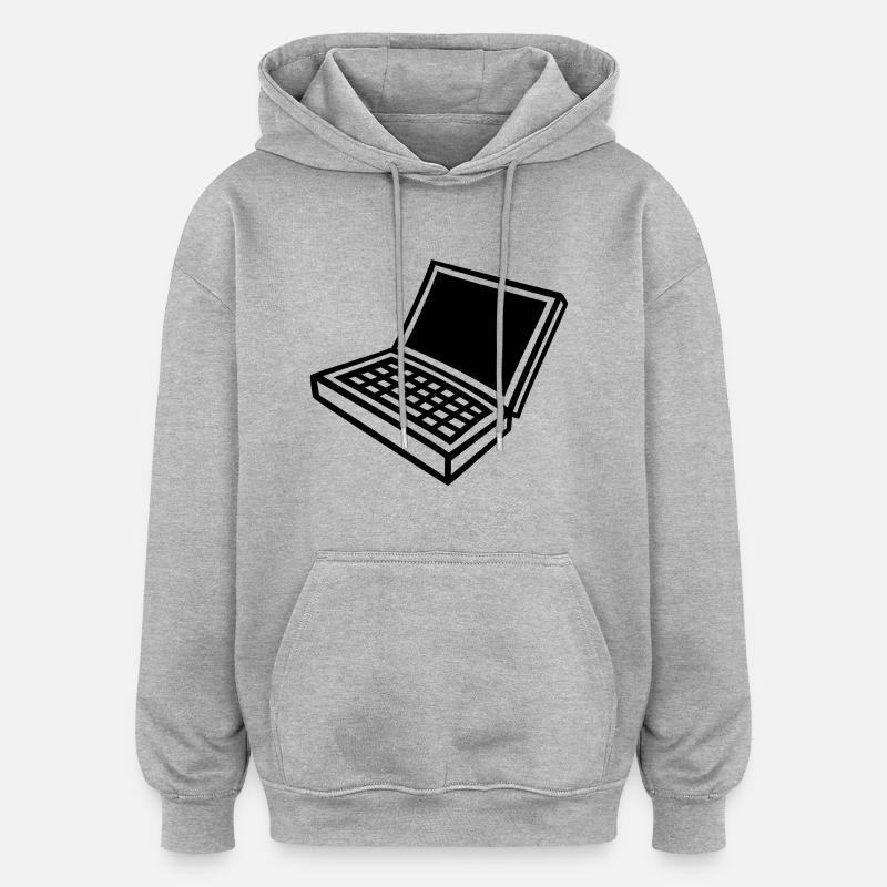 laptop_1c - Sweat à capuche oversize unisexe - gris chiné