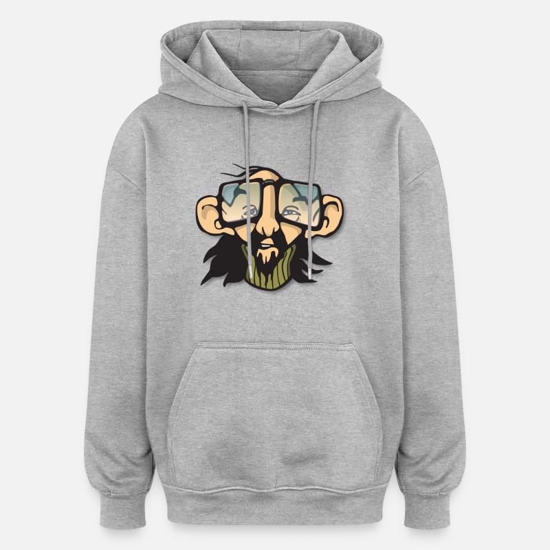 homme cool avec lunette - Sweat à capuche oversize unisexe - gris chiné