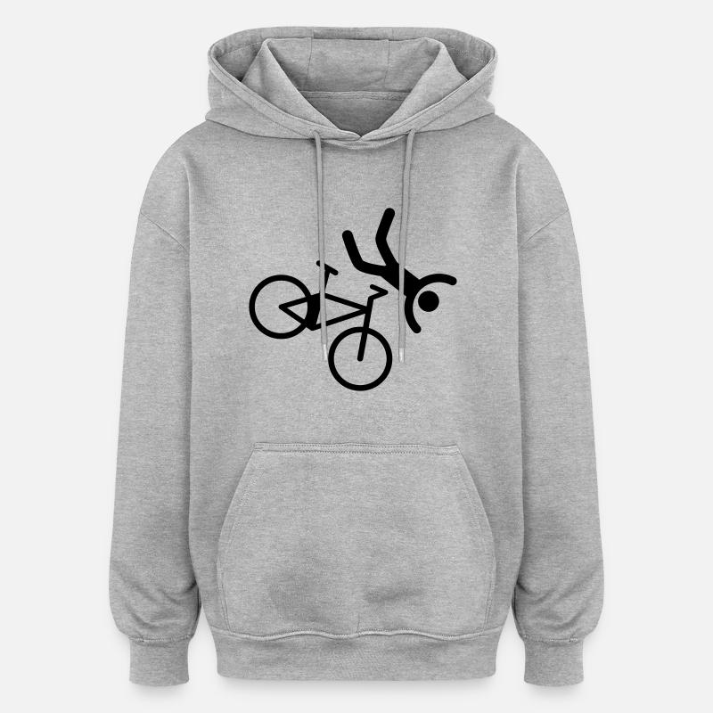 Vélo - Vélo - Sweat à capuche oversize unisexe - gris chiné