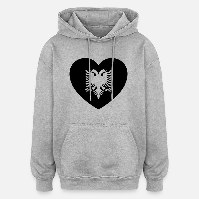 Albanie - Sweat à capuche oversize unisexe - gris chiné