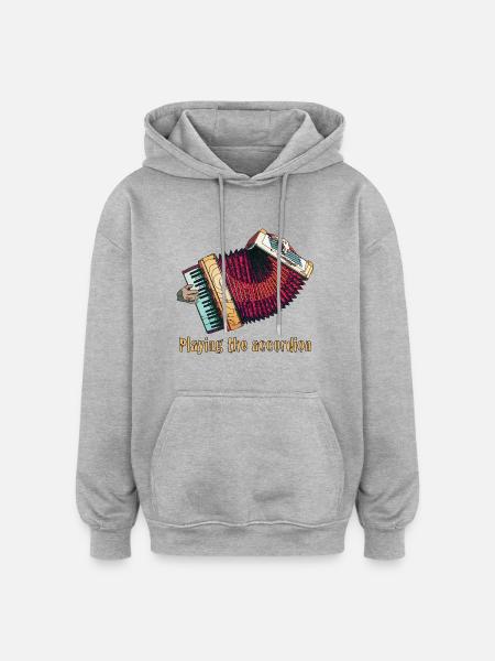 accordéon - Sweat à capuche oversize unisexe - gris chiné