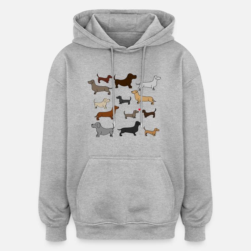 super süße Dackel , Geschenkidee - Oversized Unisex Hoodie - Grau meliert