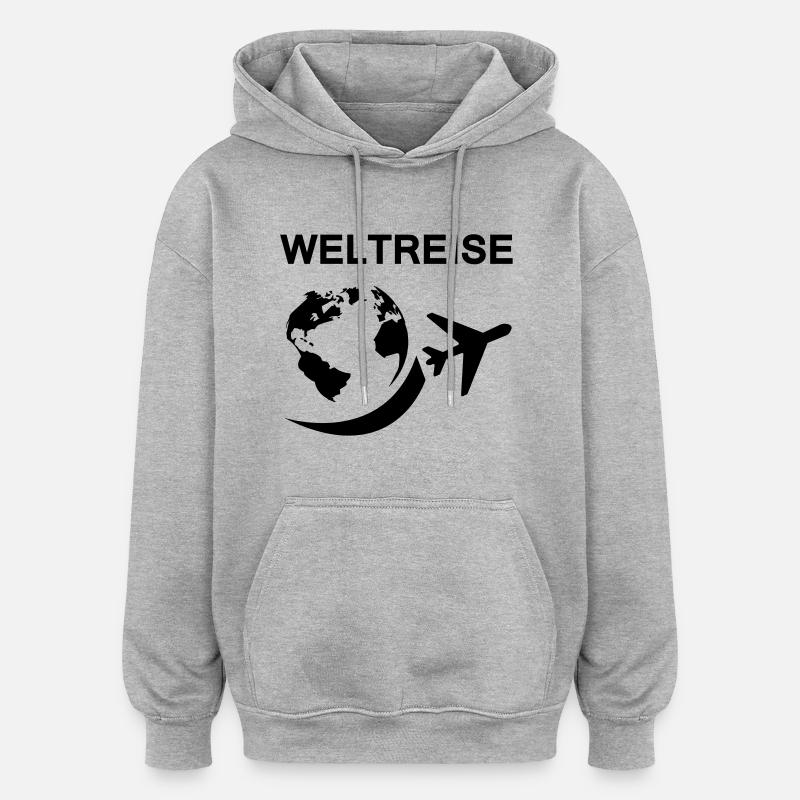 Parcourir le monde - Sweat à capuche oversize unisexe - gris chiné
