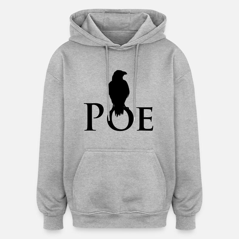 Poe Raven - Sweat à capuche oversize unisexe - gris chiné
