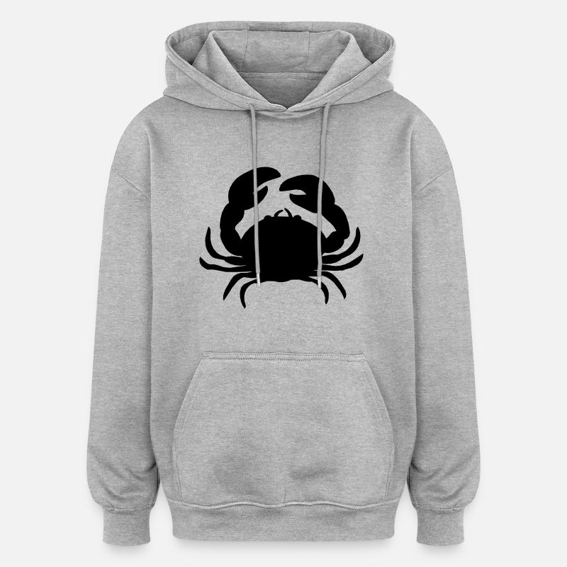 le crabe - Sweat à capuche oversize unisexe - gris chiné