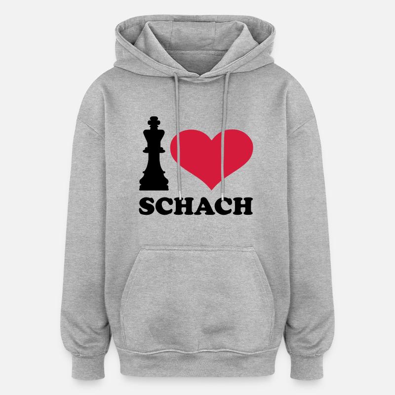 J'aime échecs - Sweat à capuche oversize unisexe - gris chiné