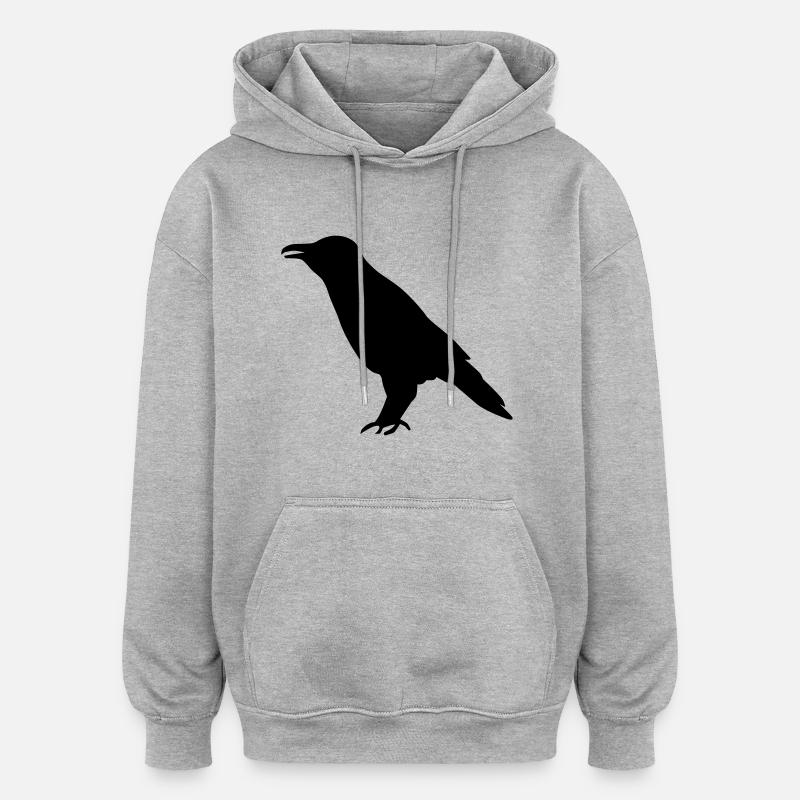 Krähe - Oversized Unisex Hoodie - Grau meliert