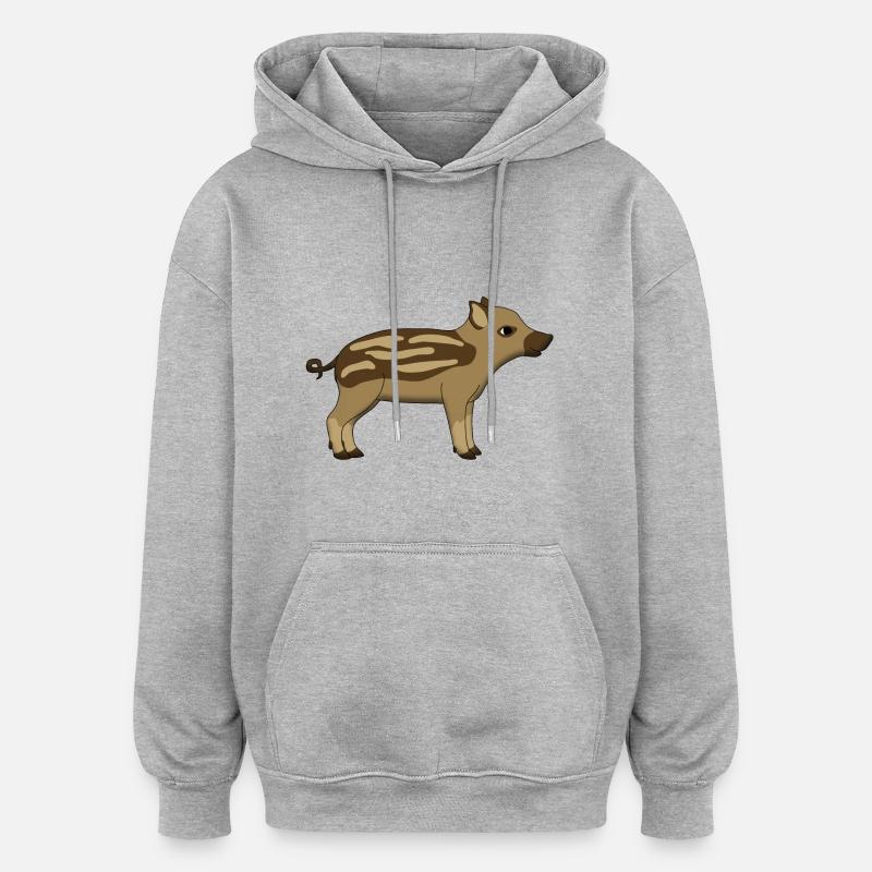 wild pig - Sweat à capuche oversize unisexe - gris chiné