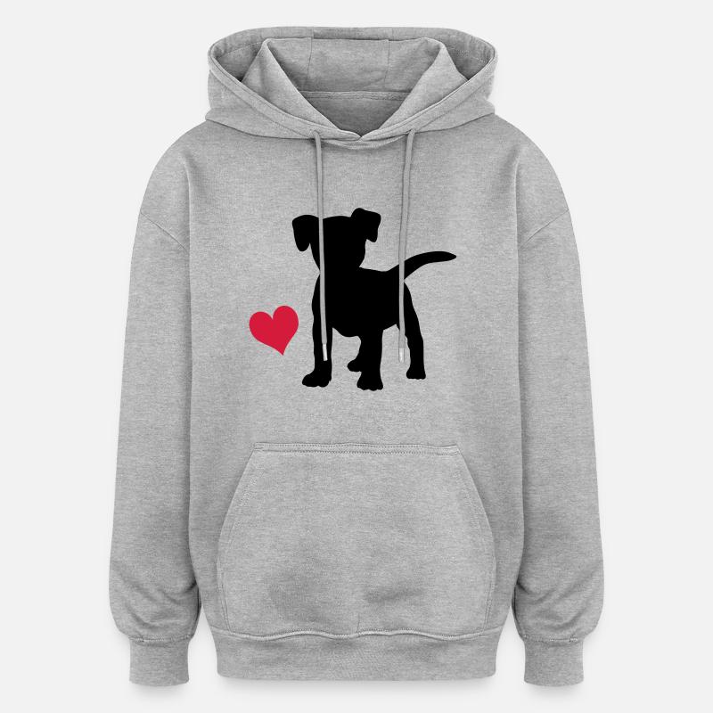 Jack Russell Terrier - Sweat à capuche oversize unisexe - gris chiné