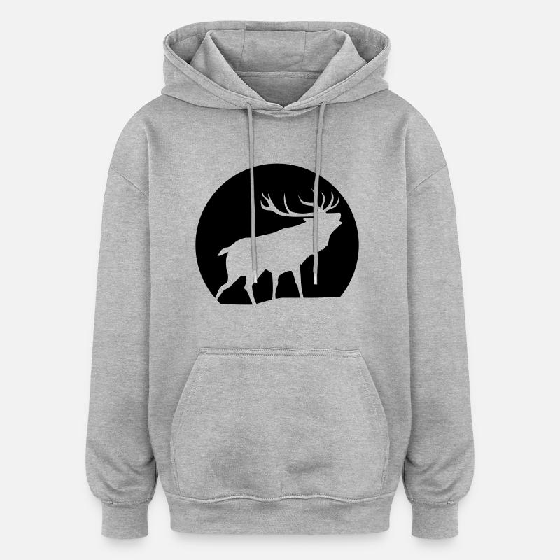 Hirsch - Oversized Unisex Hoodie - Grau meliert