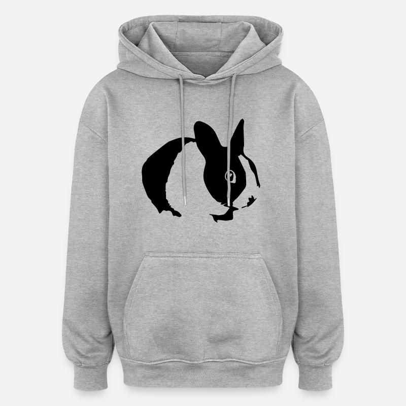 Cute Bunny Rabbit 01 - Sweat à capuche oversize unisexe - gris chiné