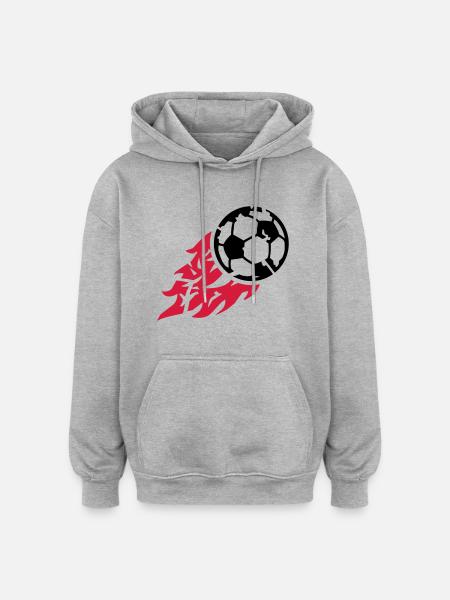 fire_soccer_ball_bx2 - Oversized Unisex Hoodie - heather grey