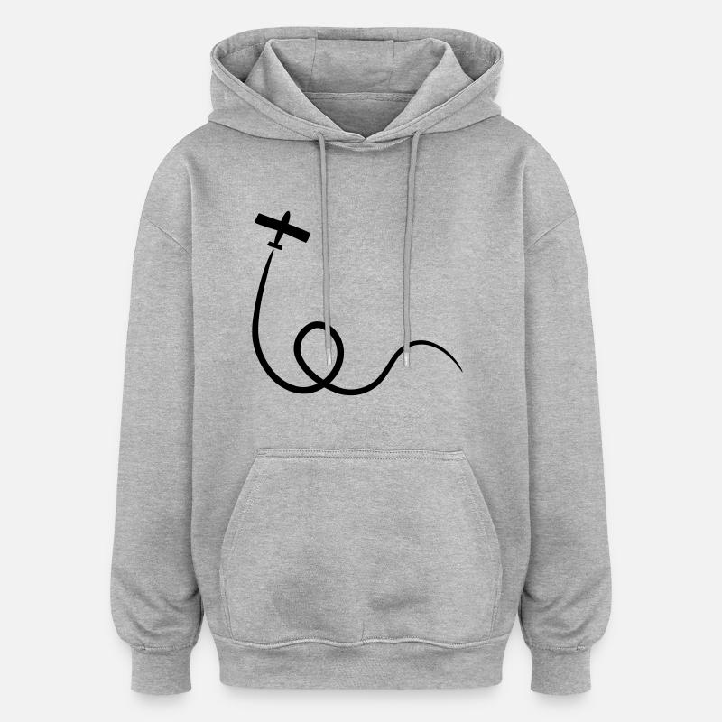 Airplane - Sweat à capuche oversize unisexe - gris chiné