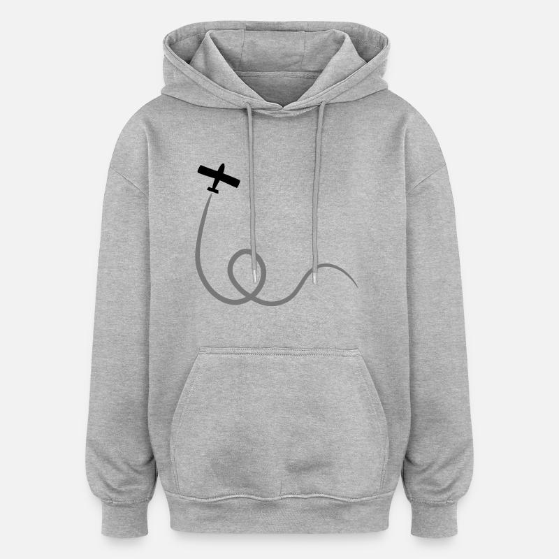 Airplane - Sweat à capuche oversize unisexe - gris chiné