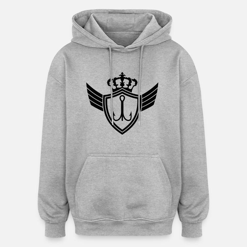 Fishhook Blazon - Oversized Unisex Hoodie - Grau meliert