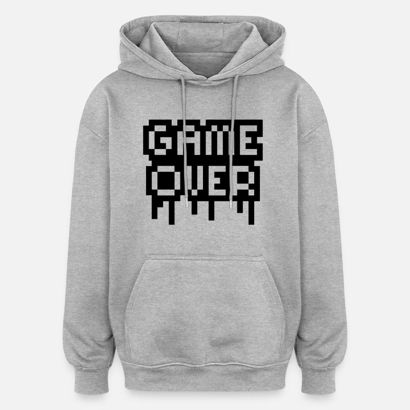 Game Over Stamp - Sweat à capuche oversize unisexe - gris chiné