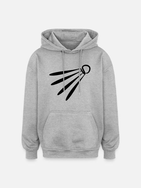 Abstract Badminton - Oversized Unisex Hoodie - Grau meliert