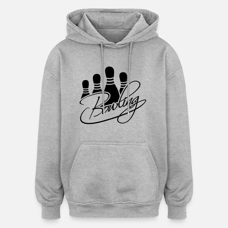 Bowling Pins Text Logo Design - Sweat à capuche oversize unisexe - gris chiné