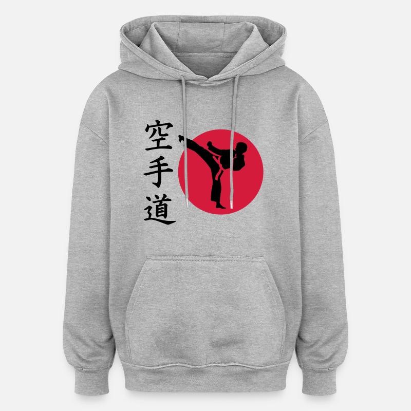 Karate - Sweat à capuche oversize unisexe - gris chiné