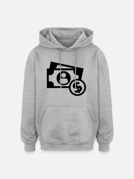Geld - Oversized Unisex Hoodie - Grau meliert