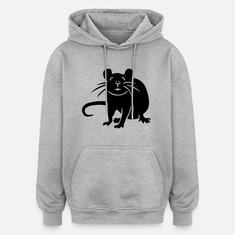 Ratte - Oversized Unisex Hoodie - Grau meliert