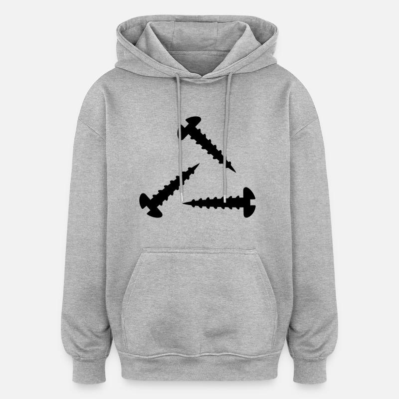 Schraube - Oversized Unisex Hoodie - Grau meliert