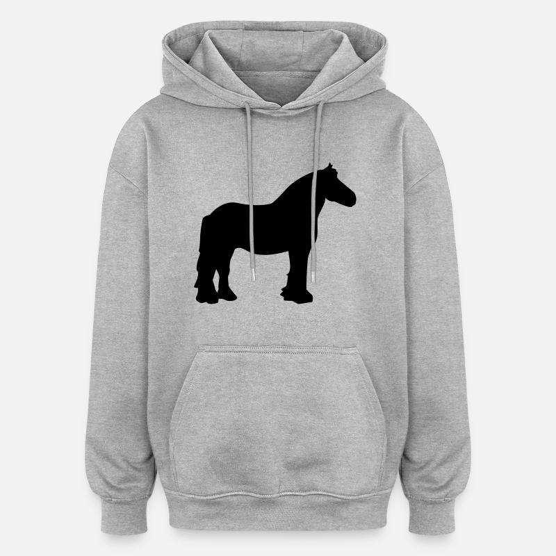 Cheval - Sweat à capuche oversize unisexe - gris chiné